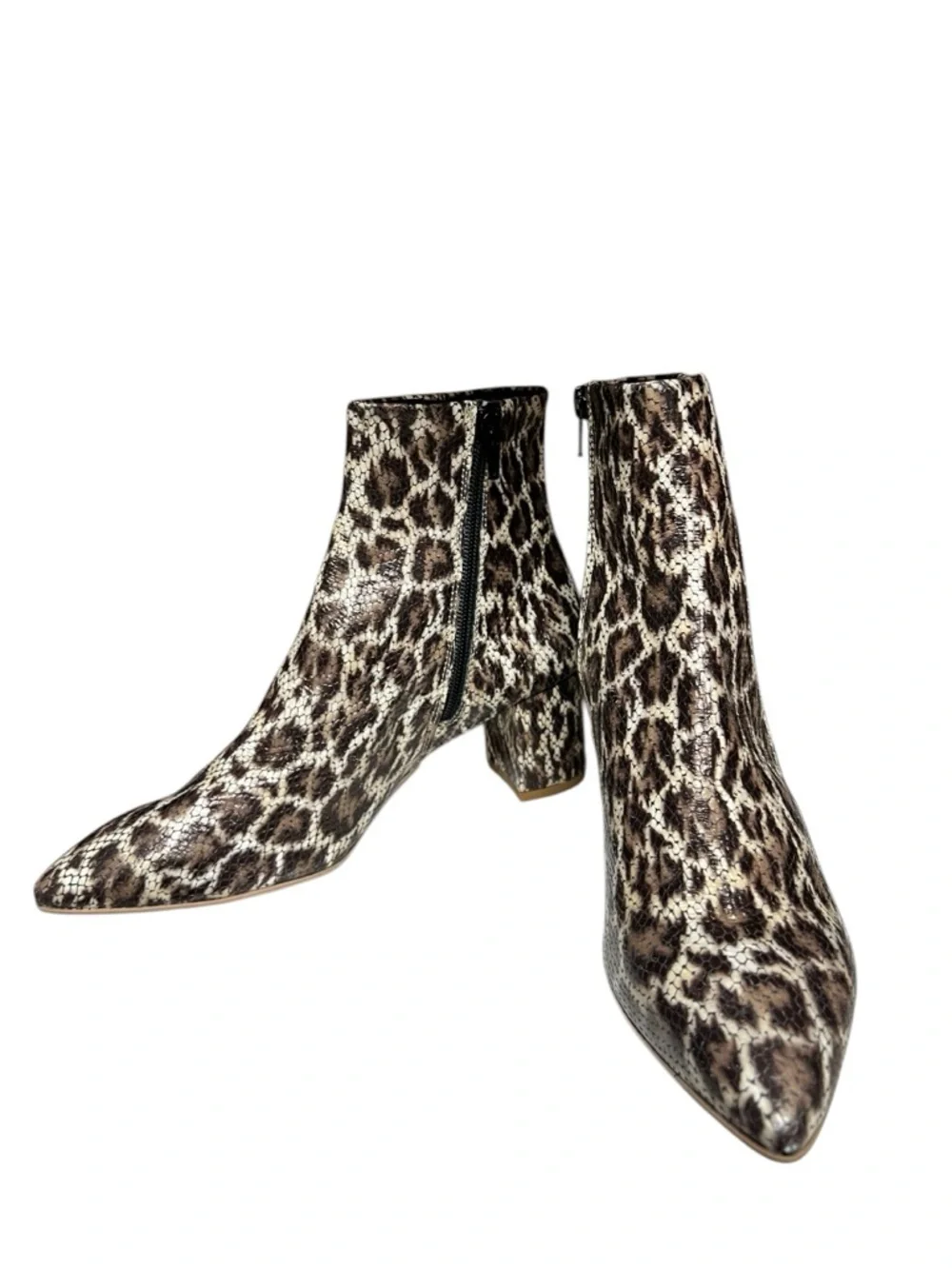 🌻NEW NWOT AGL Marette Leopard Snake Embossed Leather Ankle Boots EU 39 US 8.5